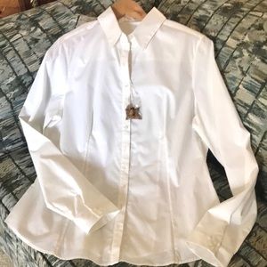 Brand New - Never Used. Crisp white, Anne Fontaine, rich cotton blouse.
